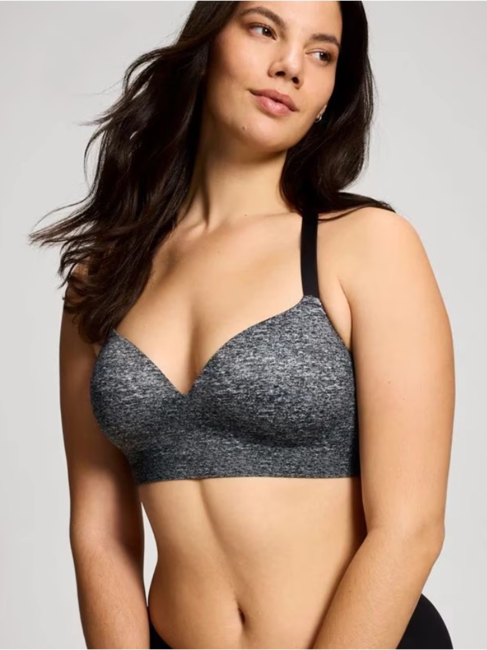 NWT Soma Black Heather Enbliss Luxe Wireless Lace-Trim Bra